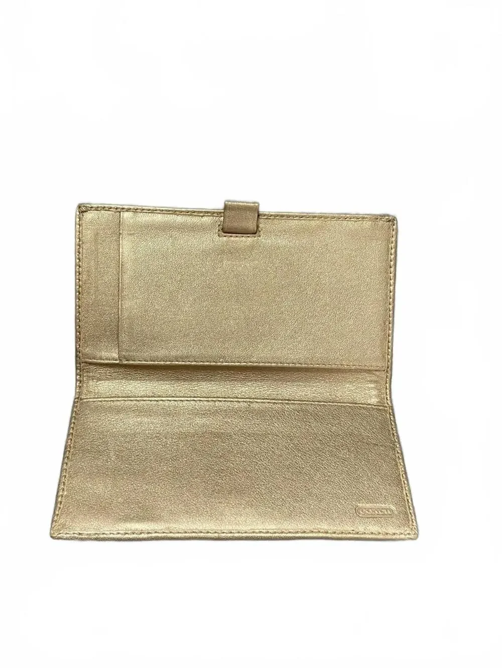 VTG Coach Khaki and Metallic Gold Signature Continental Wallet